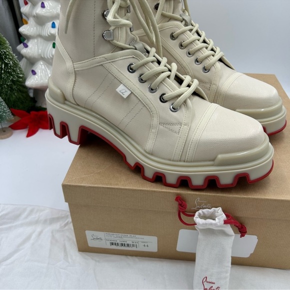 Men’s Christian Louboutin Panaroot dune combat boots coded canvas/leather 44EU - Picture 5 of 12